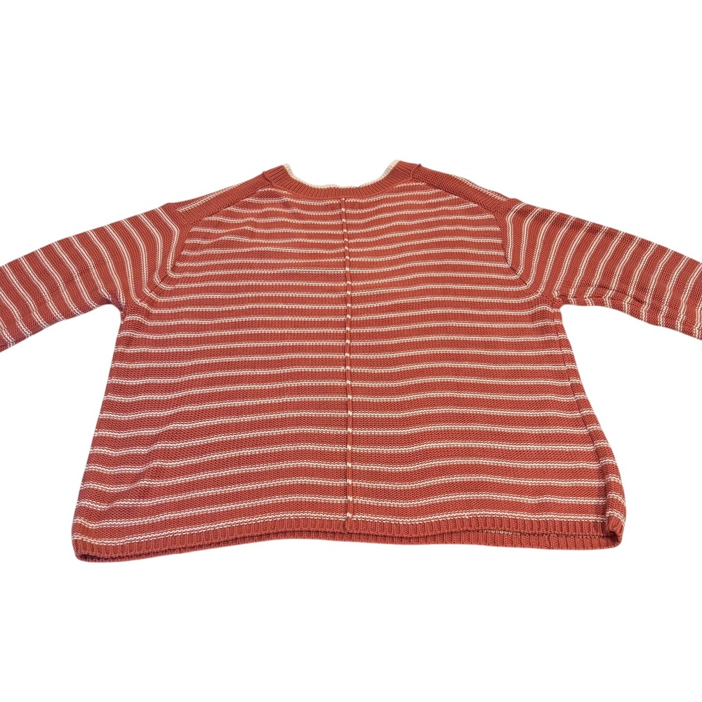 American Eagle Womens V-Neck Striped Knit Sweater Pink Large‎ Oversized Boxy NEW - Picture 4 of 8